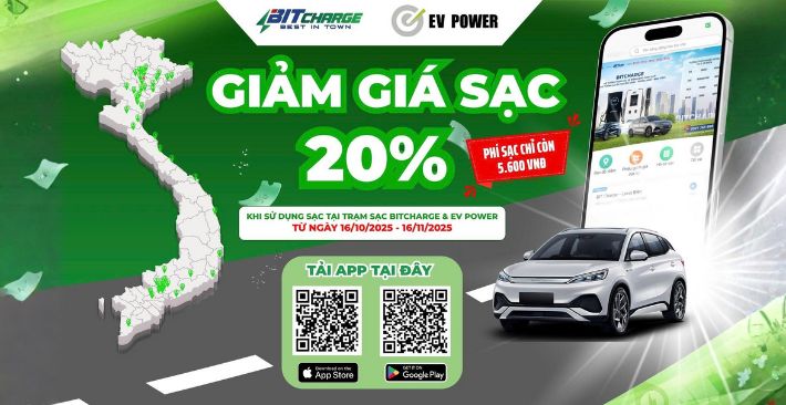 Ưu Đãi Phí Sạc Xe Điện Tại Trạm BiTcharge Và EV Power